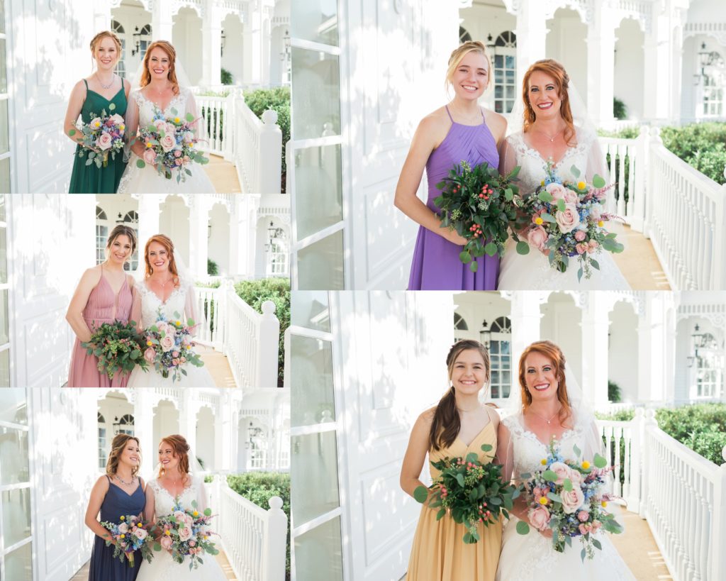 Bride and bridesmaids portraits at Disney's Grand Floridian Resort