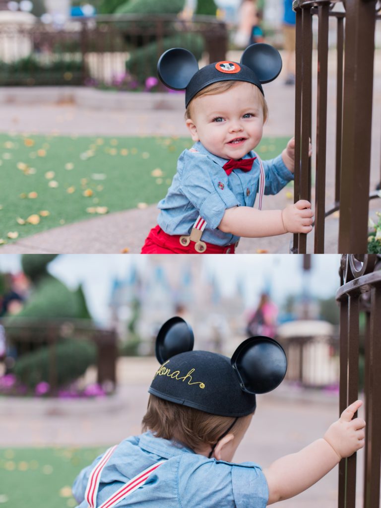 First birthday disney photo with mickey mouse ears