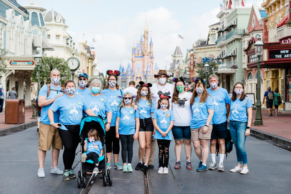 Family on Main Street USA in Disney's Magic Kingdom at Walt Disney World in Orlando Florida