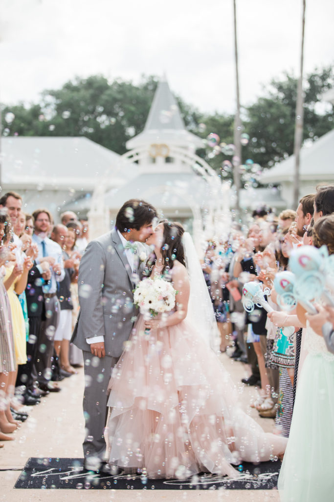 Disney Weddings at the Wedding Pavilion bubble exit with jess collins photography