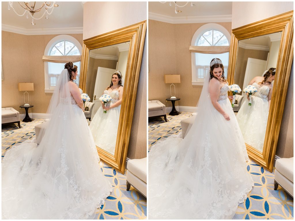 bride in the bridal suite at Disney's Wedding Pavilion