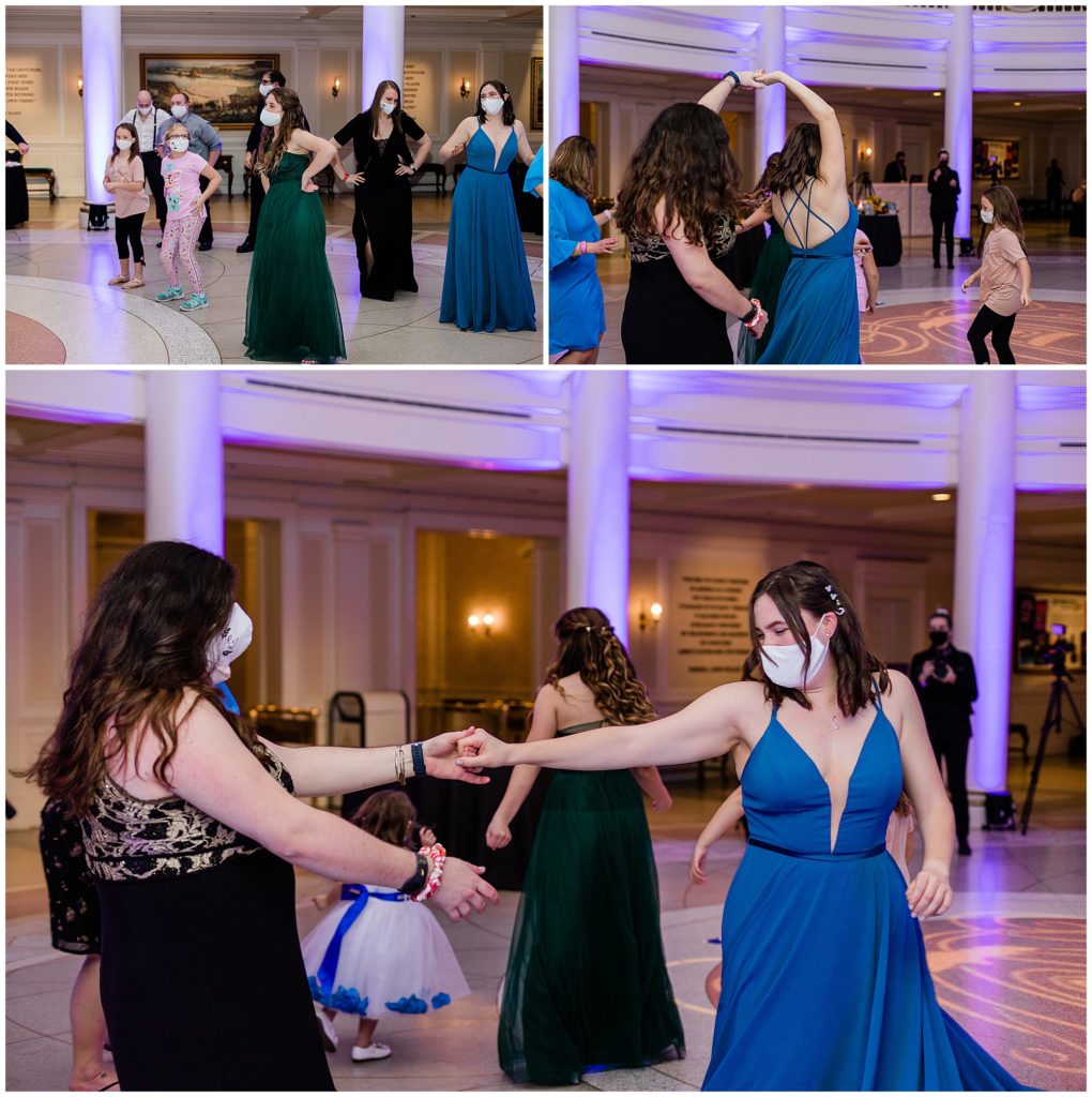 reception dancing at Disney Wedding in American Adventure