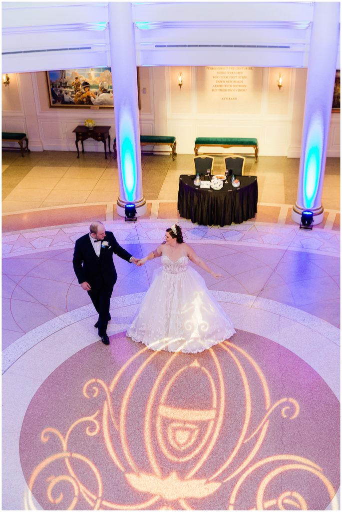 skyview of couple having first dance